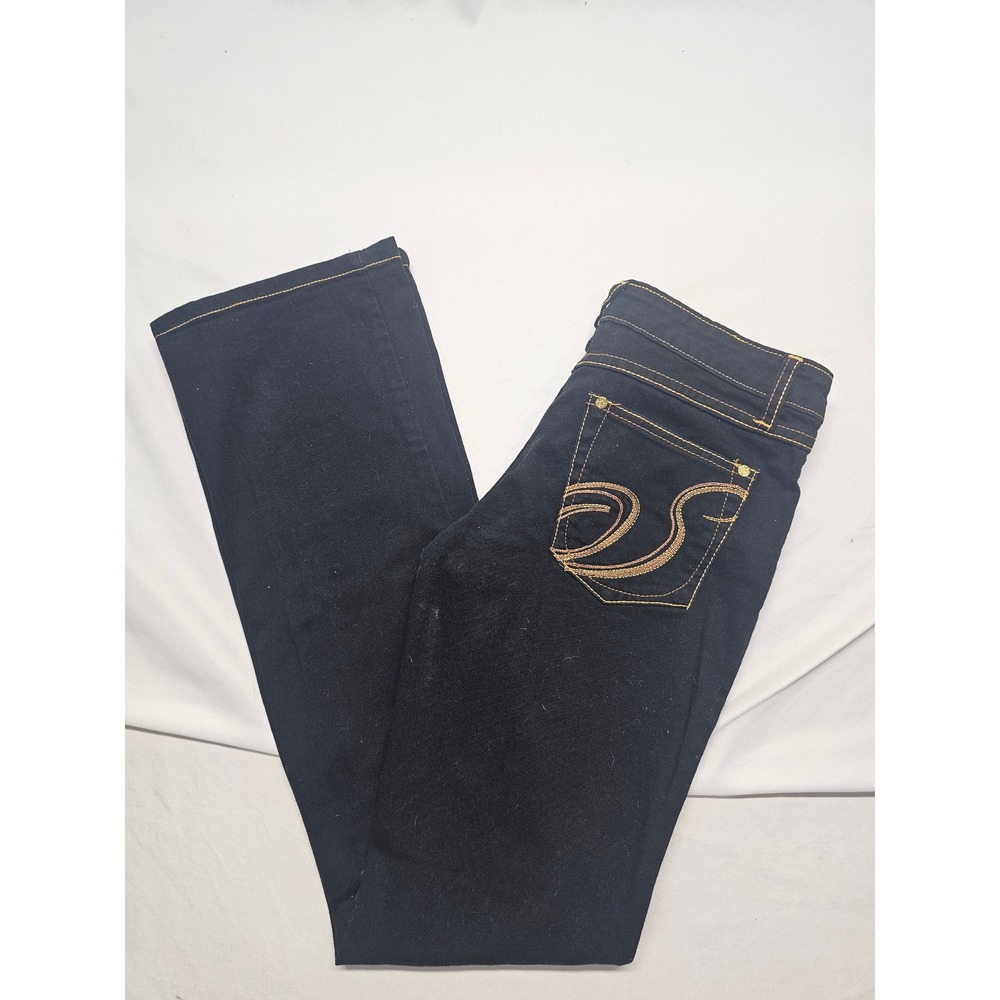 Southpole Womens Flare Leg Jeans Indigo Blue Embroidered Pockets Size 3